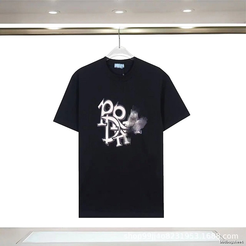 Prada Letter Graffiti Street Style Black T-Shirt