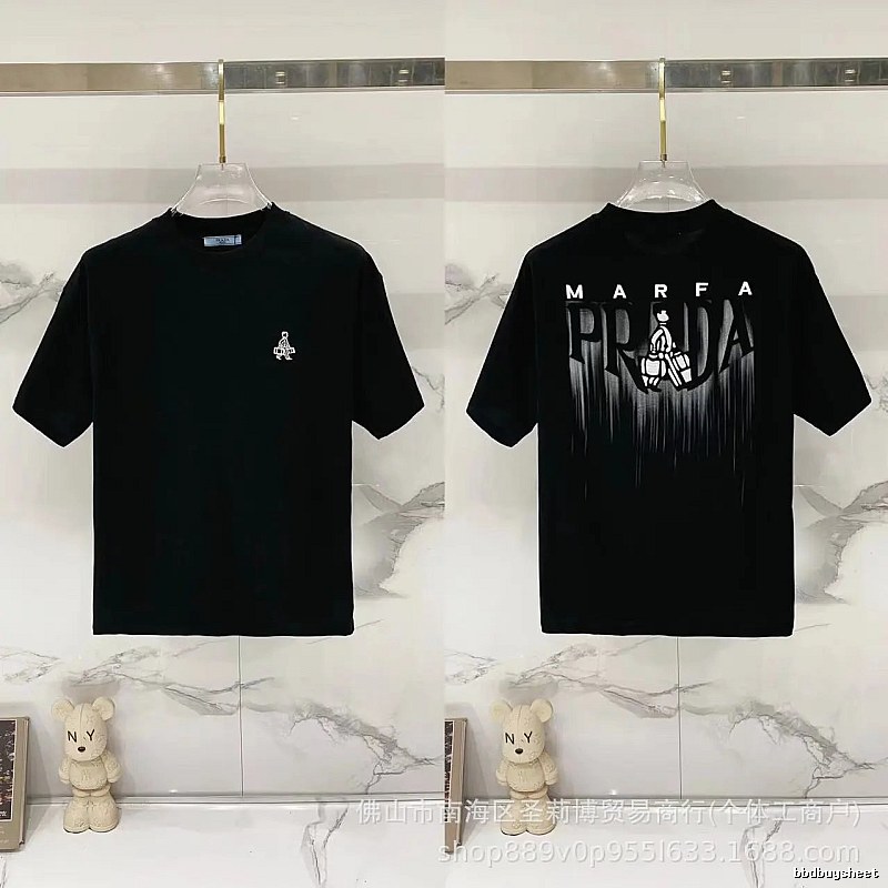 Prada Marfa Streetwear Style Black Short-sleeve T-shirt