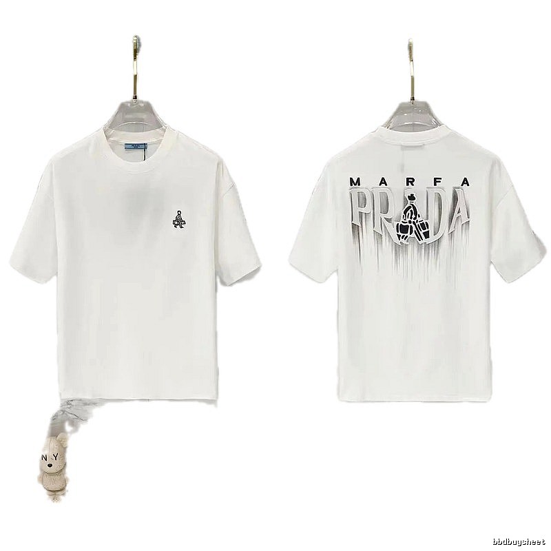 Prada MARFA Streetwear Style White Short-Sleeve T-Shirt