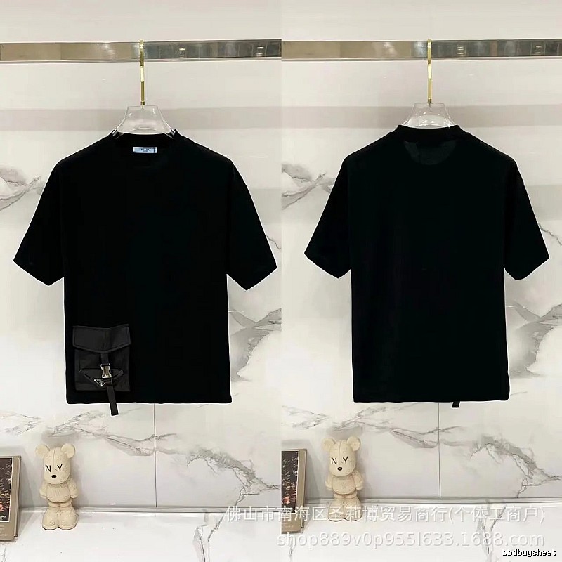 Prada Pocket Collection Minimalist Style Black Short-sleeved T-shirt
