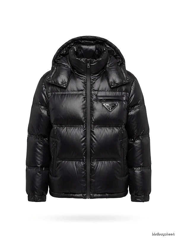 Prada triangle logo black down jacket