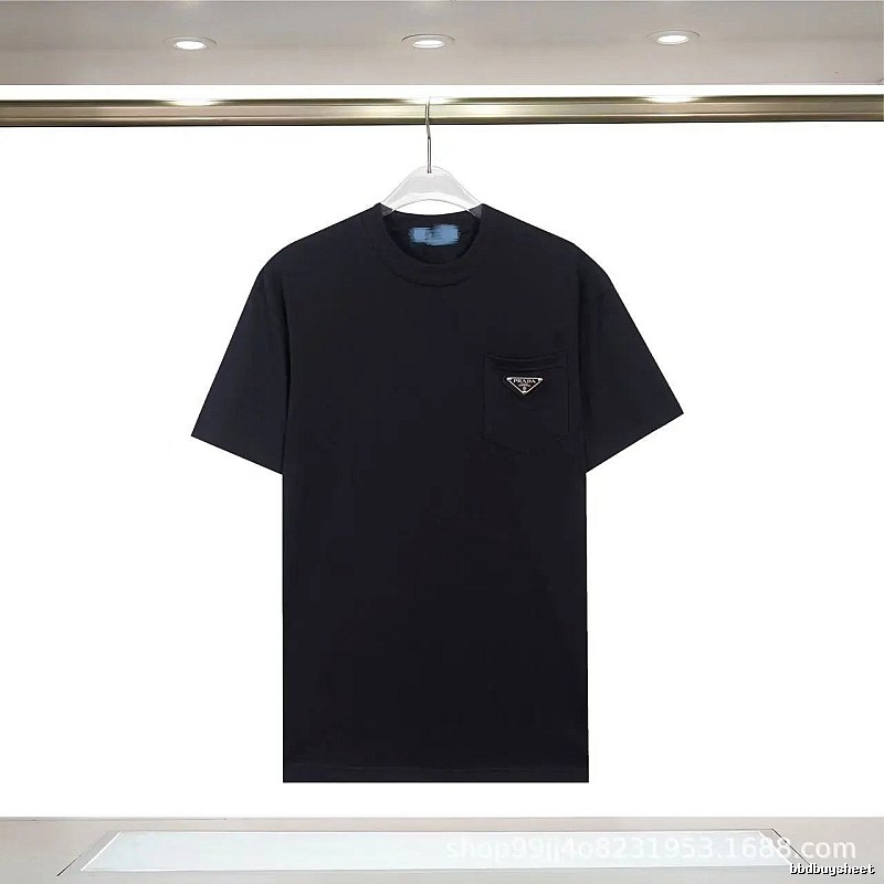 Prada Triangle Logo Minimalist Style Black Short-sleeve T-shirt