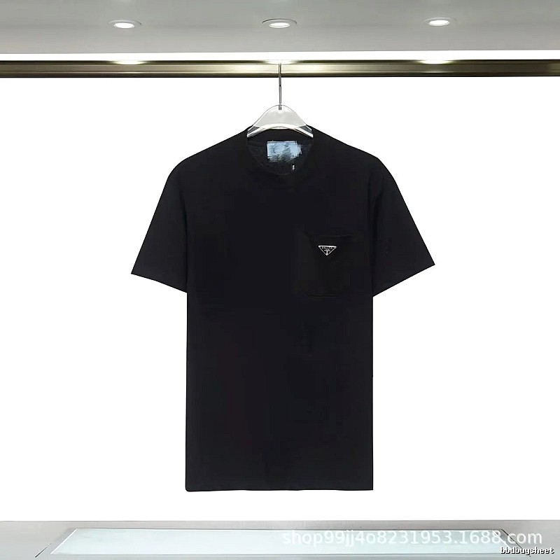 Prada Triangle Logo Minimalist Style Black Short-sleeve T-shirt