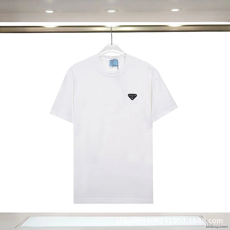 Prada Triangle Logo Minimalist Style White Short-sleeve T-shirt