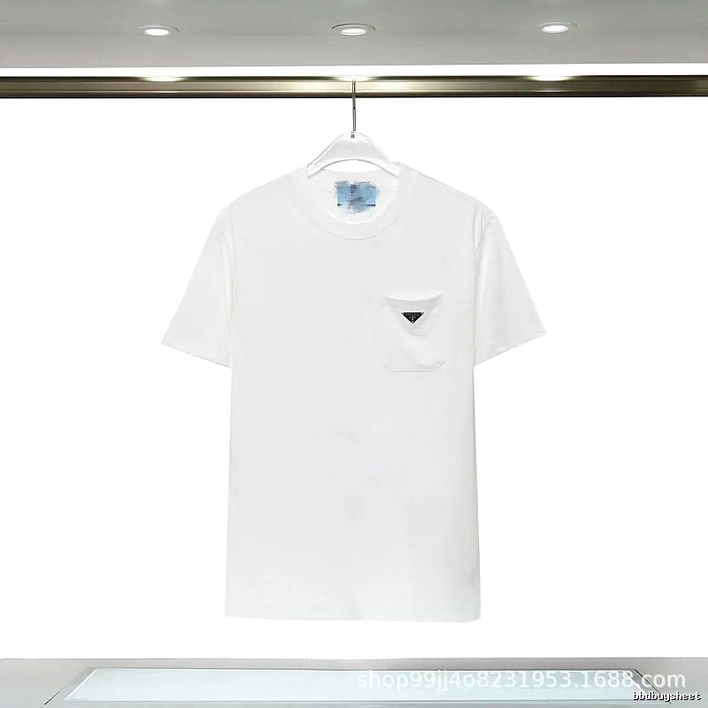 Prada Triangle Logo Minimalist Style White Short-sleeve T-shirt