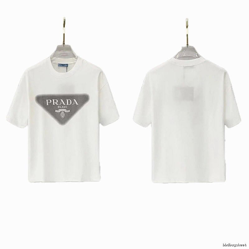 Prada Triangle Logo Minimalist Style White T-Shirt