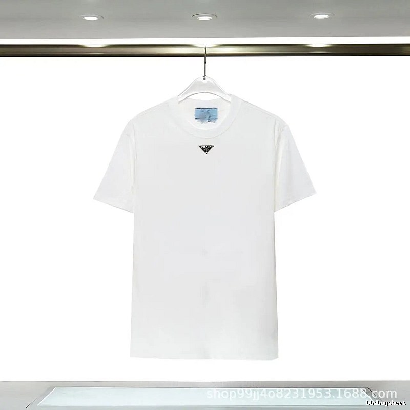 Prada Triangle Logo Minimalist Style White T-Shirt