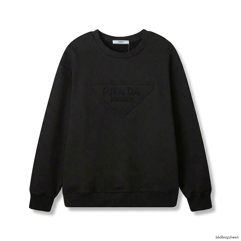 Prada triangular logo simple black sweatshirt
