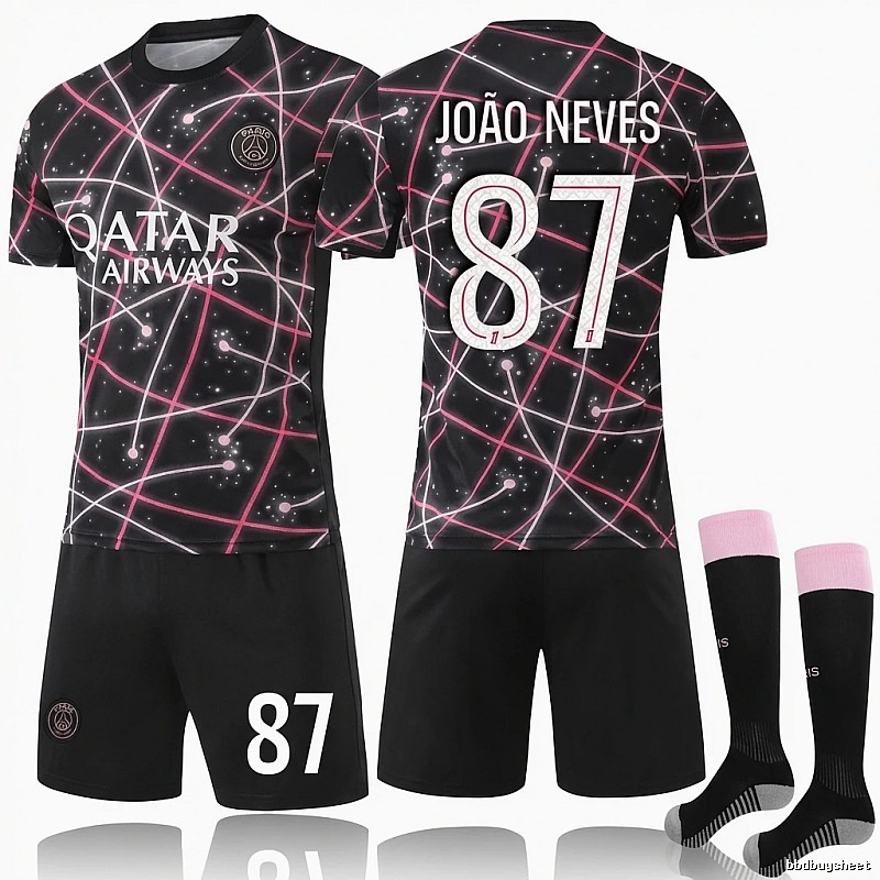 PSG No. 87 black-pink jersey