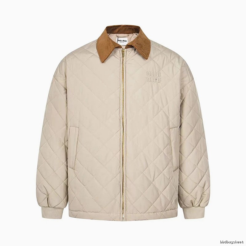 Quilted Collared Jacket with diamond stitching and a contrasting brown collar - Travel