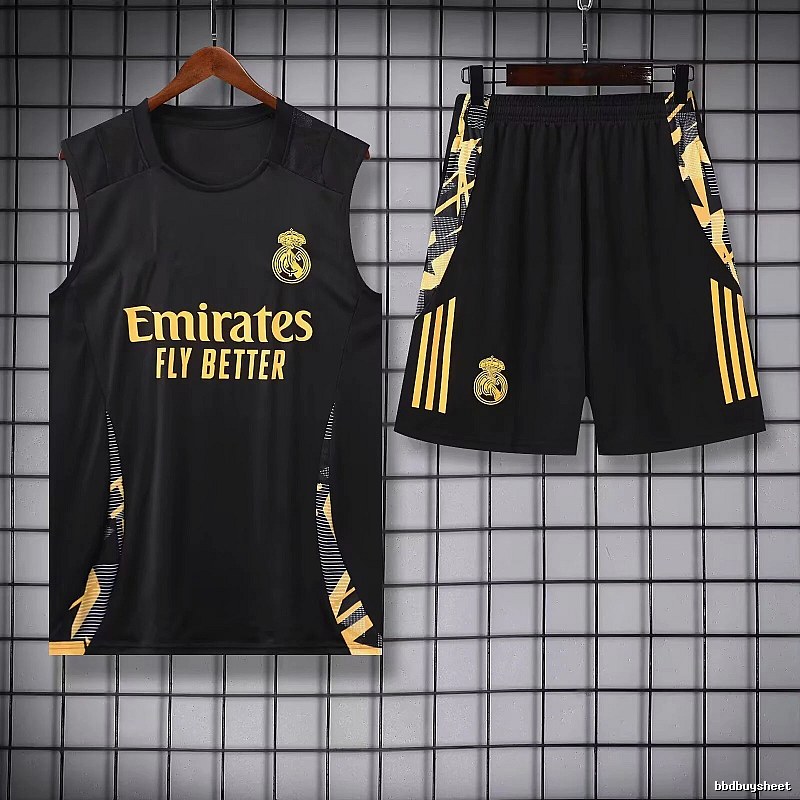 Real Madrid Lightweight Training jersey set Navy Sleeveless Top for Trend Styling
