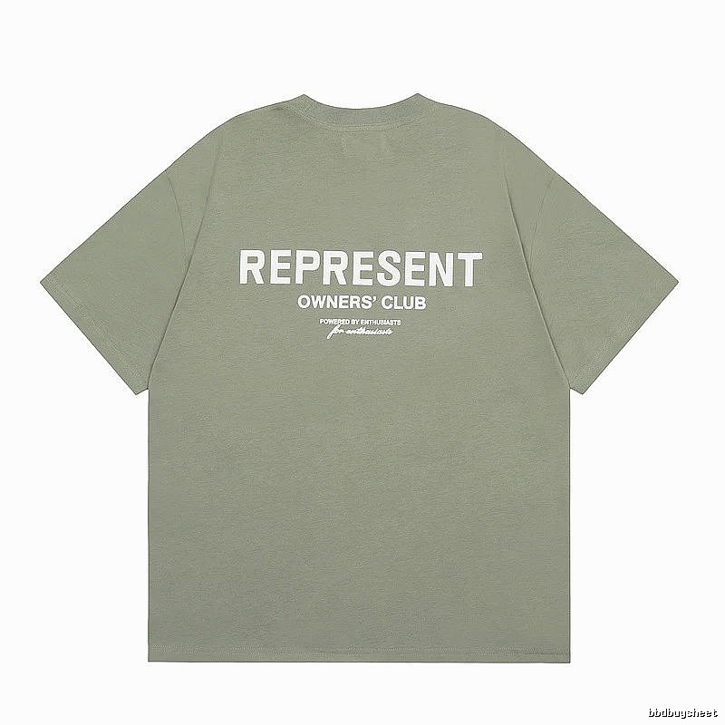 Represent Army Green Style 868 Owners Club T-Shirt Signature Detail Logo