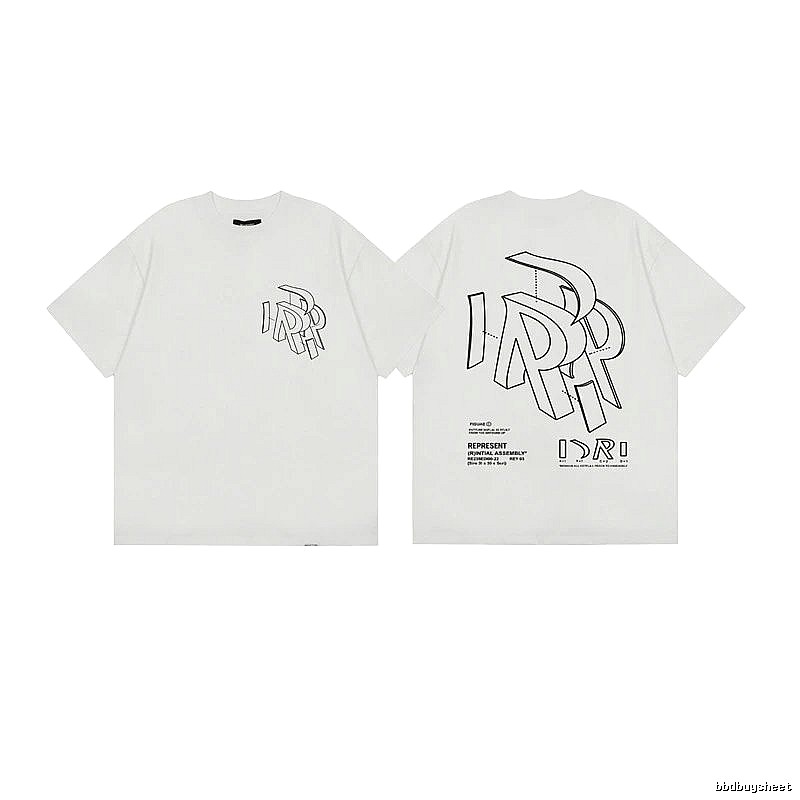 Represent Geometric Print Street-style Off-white T-shirt