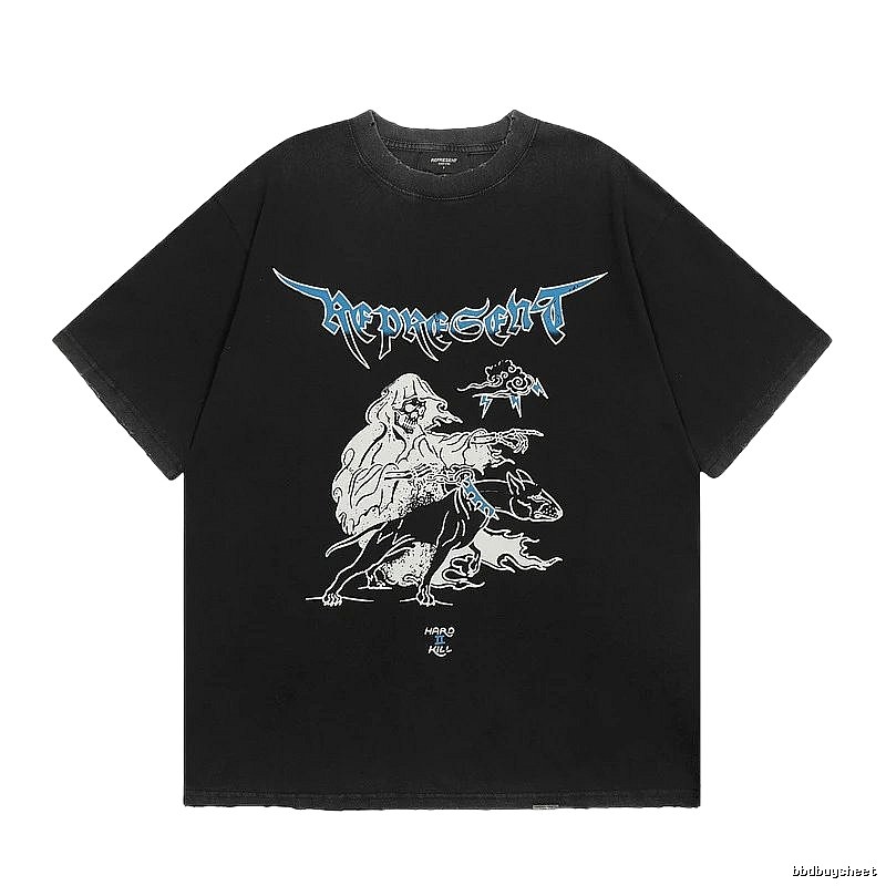 Represent Grim Reaper Print Vintage Style Black T-Shirt