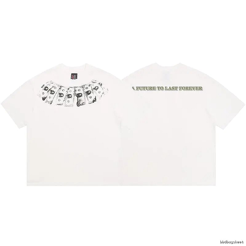 SAINT Dollar Bill Print Street Style White T-Shirt
