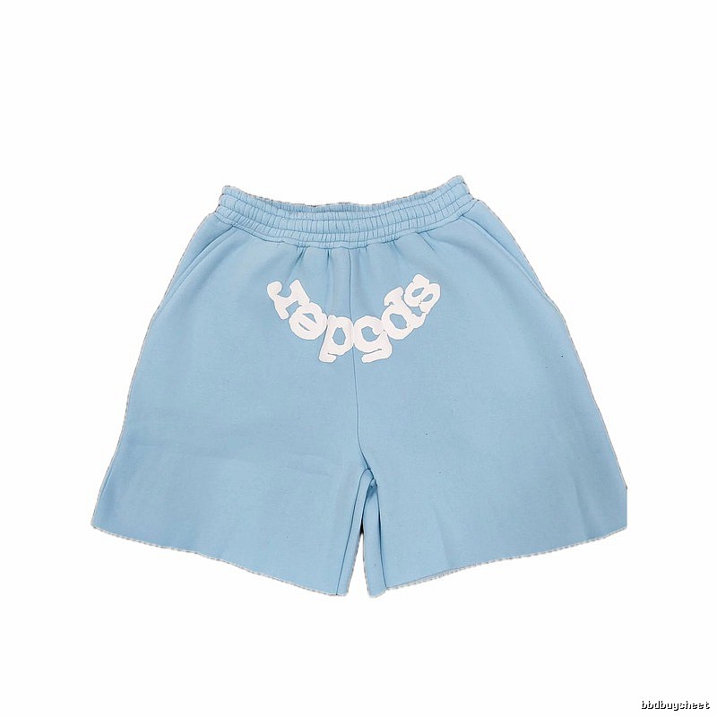 Sp5der Foam Print Street Style Light Blue Shorts