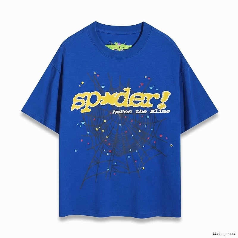 Sp5der Print Trendy Blue T-shirt