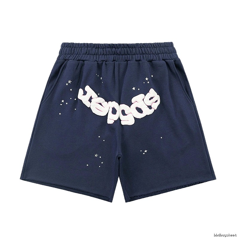 Sp5der Star Print Shorts (Navy Blue)