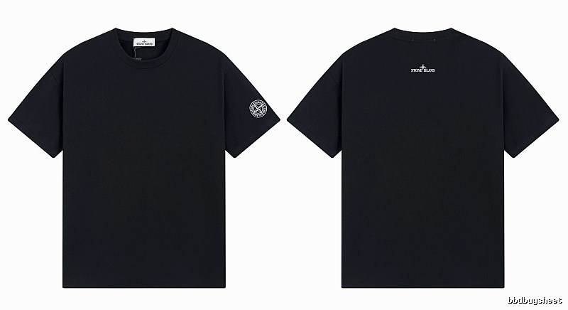 Stone Island Badge Techwear Style Black Short Sleeve T-Shirt