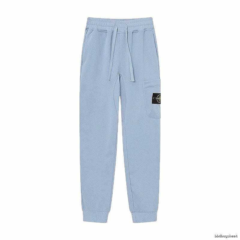 Stone Island Compass Badge Street Style Light Blue Cuffed Jogger Sweatpants