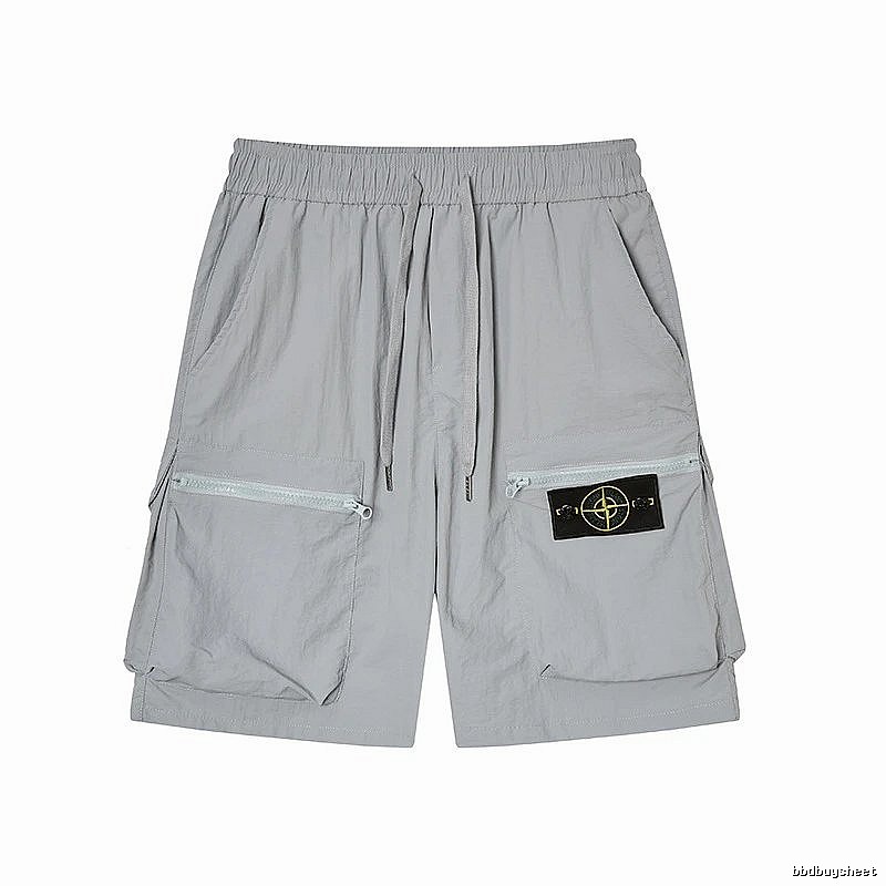 Stone Island Compass Badge Workwear Style Light Grey Shorts