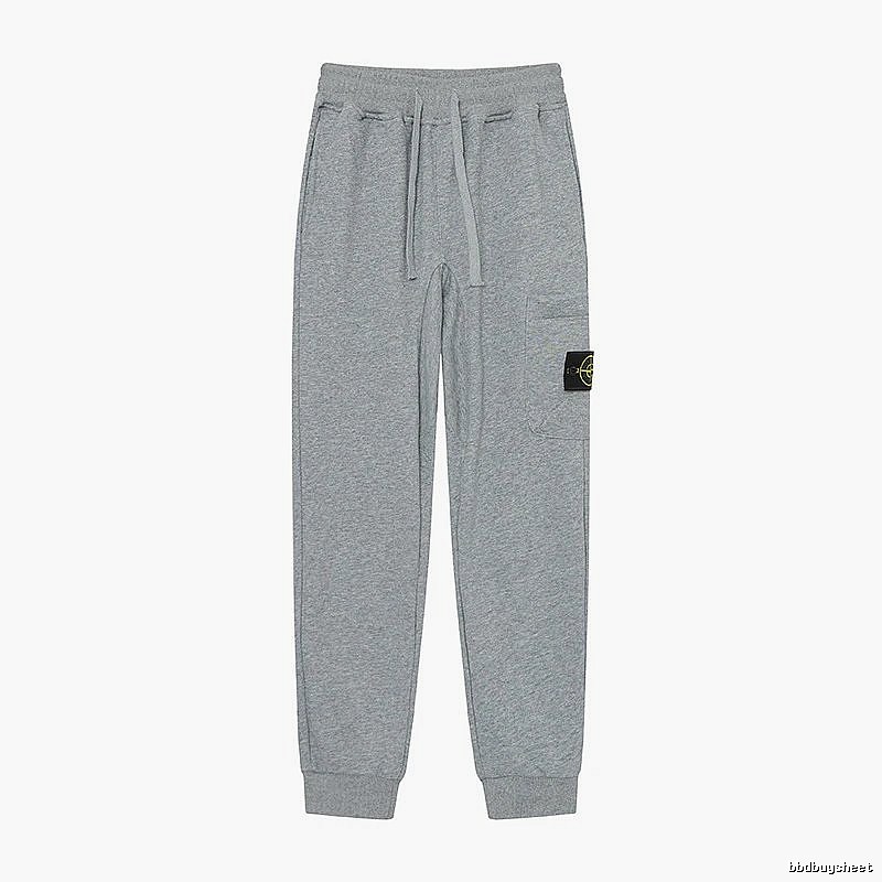 Stone Island Compass Logo Casual Light Grey Cuffed Sweatpants