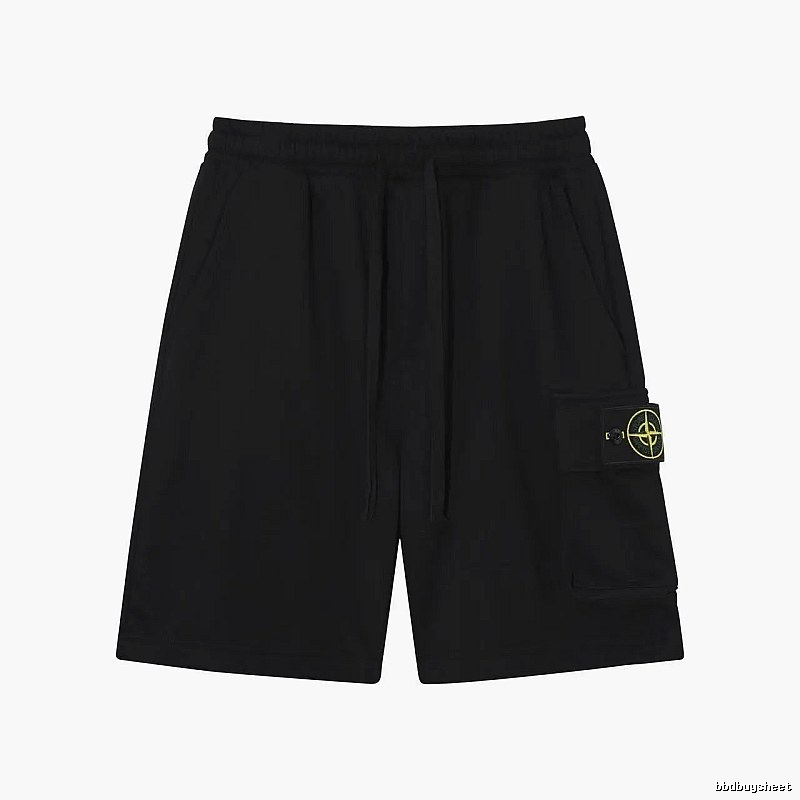 Stone Island Compass Logo Workwear Style Black Shorts