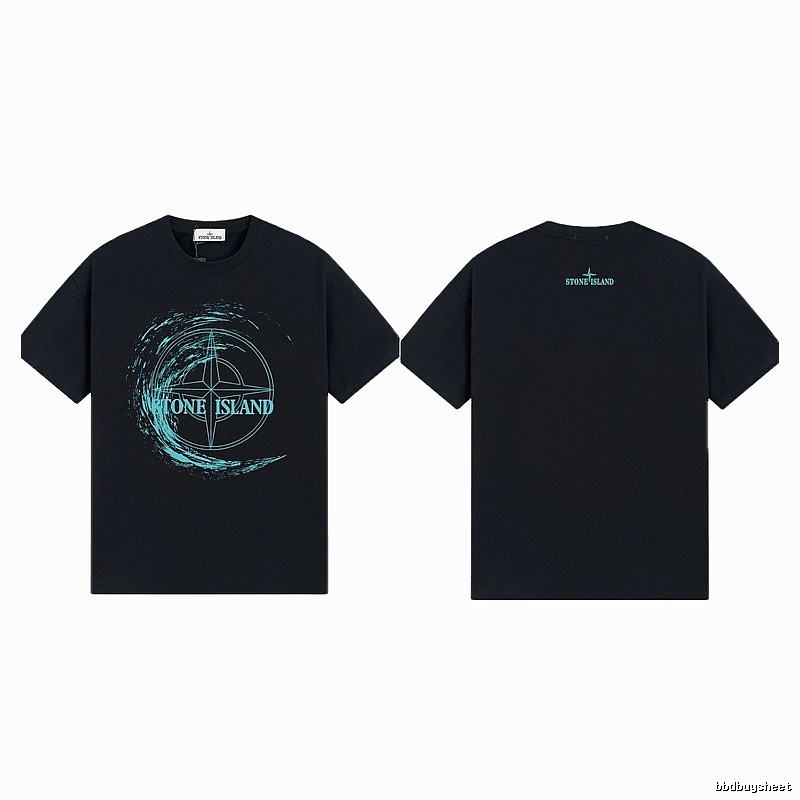 Stone Island Compass Print Street Style Black T-Shirt