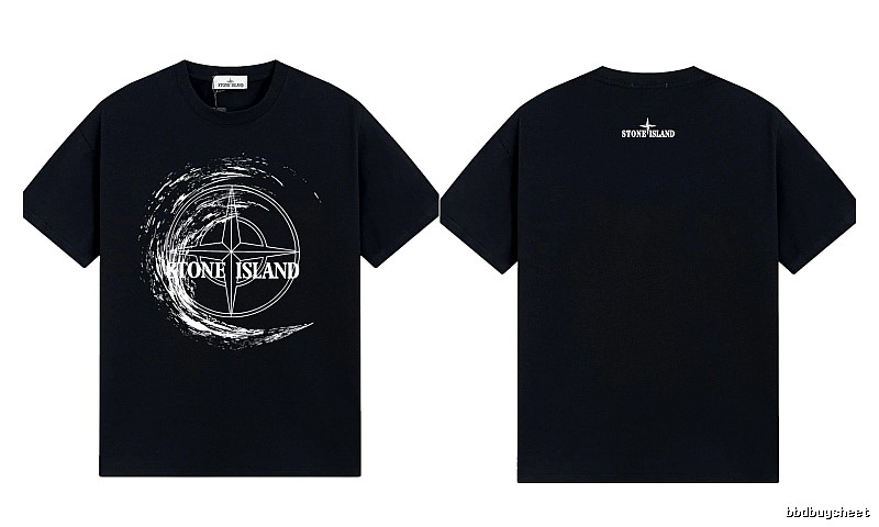 Stone Island Compass Print Street Style Black T-Shirt
