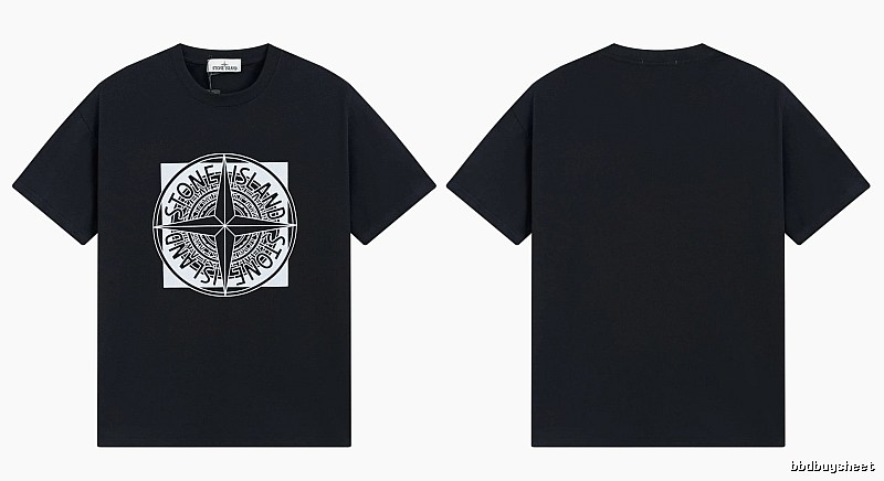 Stone Island Compass Print Street Style Black T-Shirt