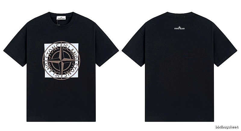 Stone Island Compass Print Street Style Black T-Shirt