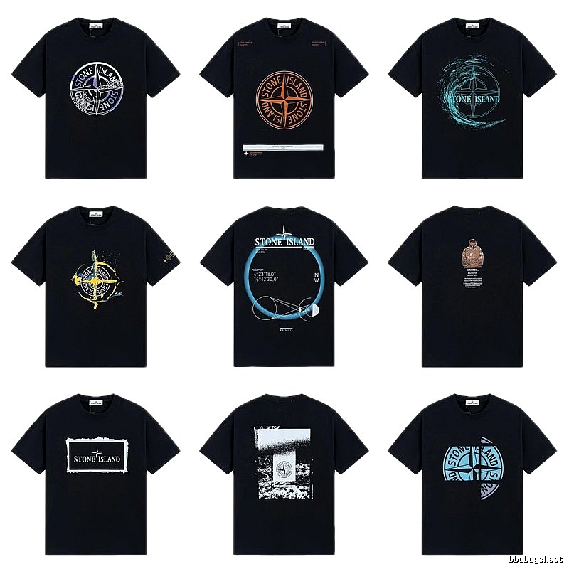 Stone Island Compass Print Street Style Black T-Shirt
