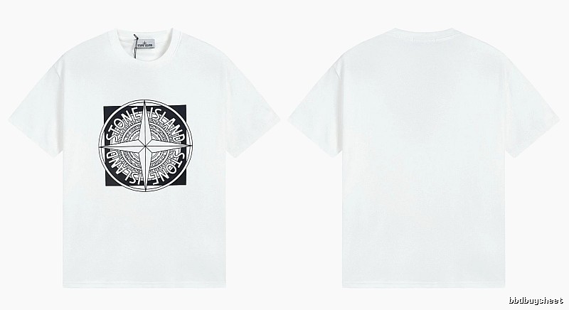 Stone Island Compass Print Street Style White T-Shirt