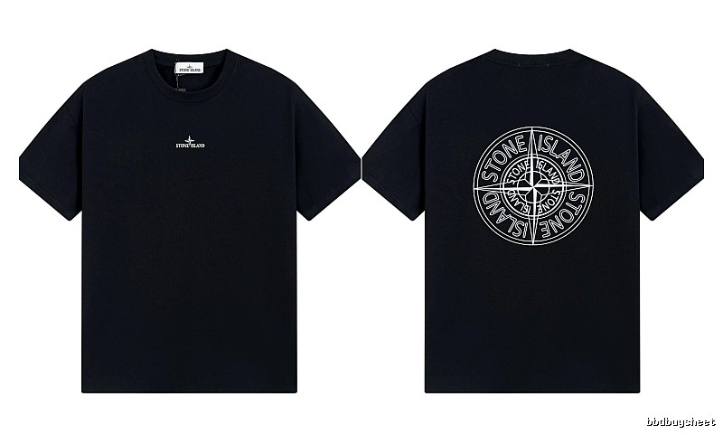 Stone Island Compass Print Trendy Cool Black T-Shirt