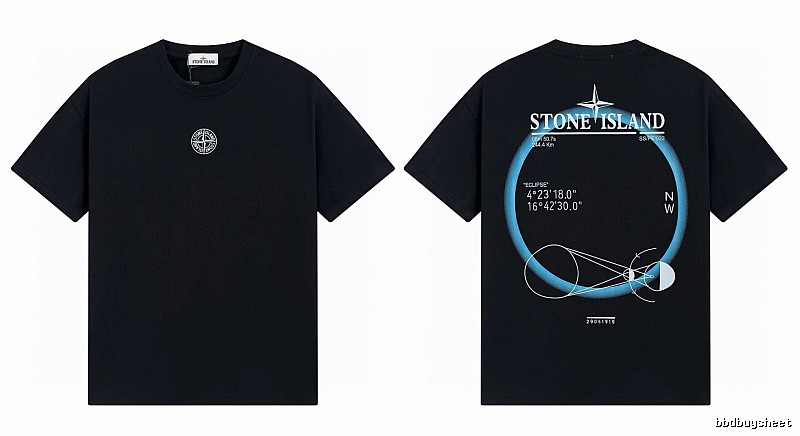 Stone Island Eclipse Collection Techwear Style Black Short-sleeve T-shirt