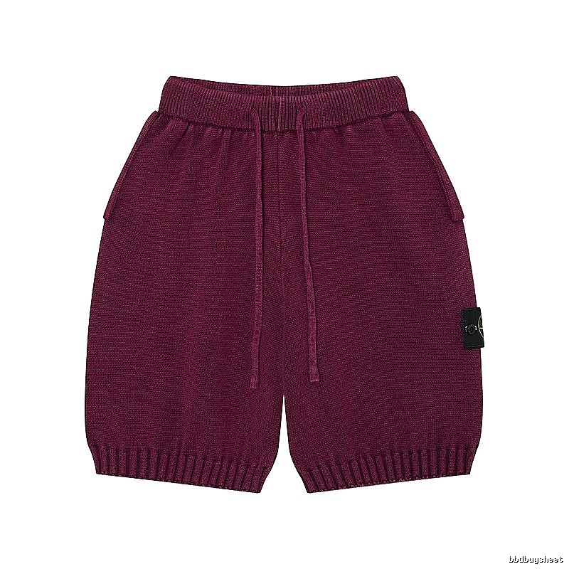 Stone Island Knit Casual Style Burgundy Shorts
