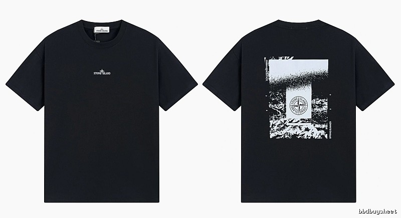 Stone Island Printed Functional Style Black Short Sleeve T-Shirt