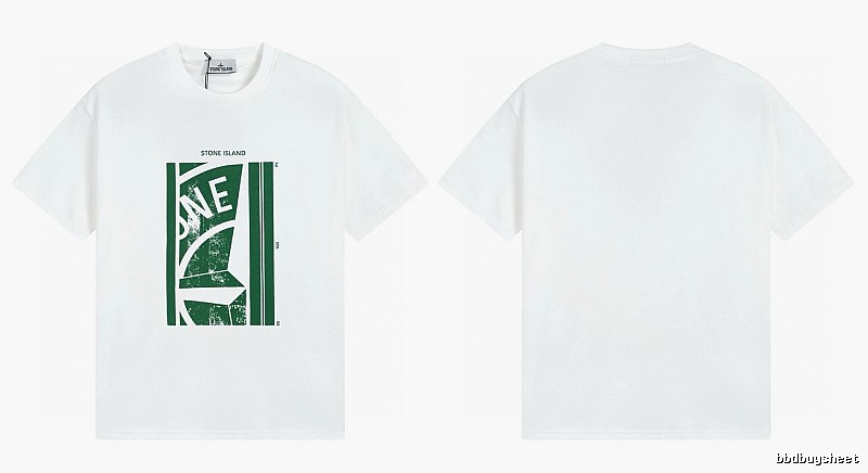 Stone Island Printed Street Style White Short Sleeve T-Shirt