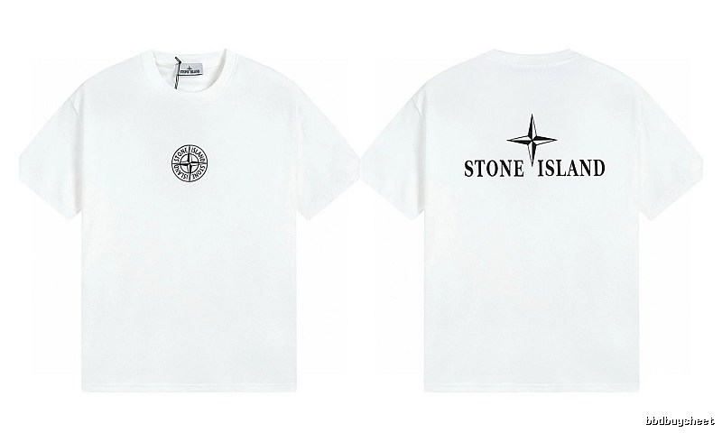 Stone Island Printed Street Style White Short Sleeve T-shirt