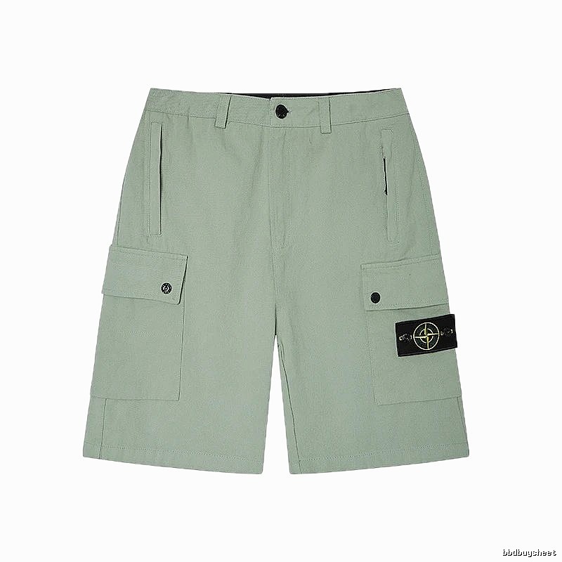 Stone Island Techwear-style Multi-pocket Light Green Cargo Shorts