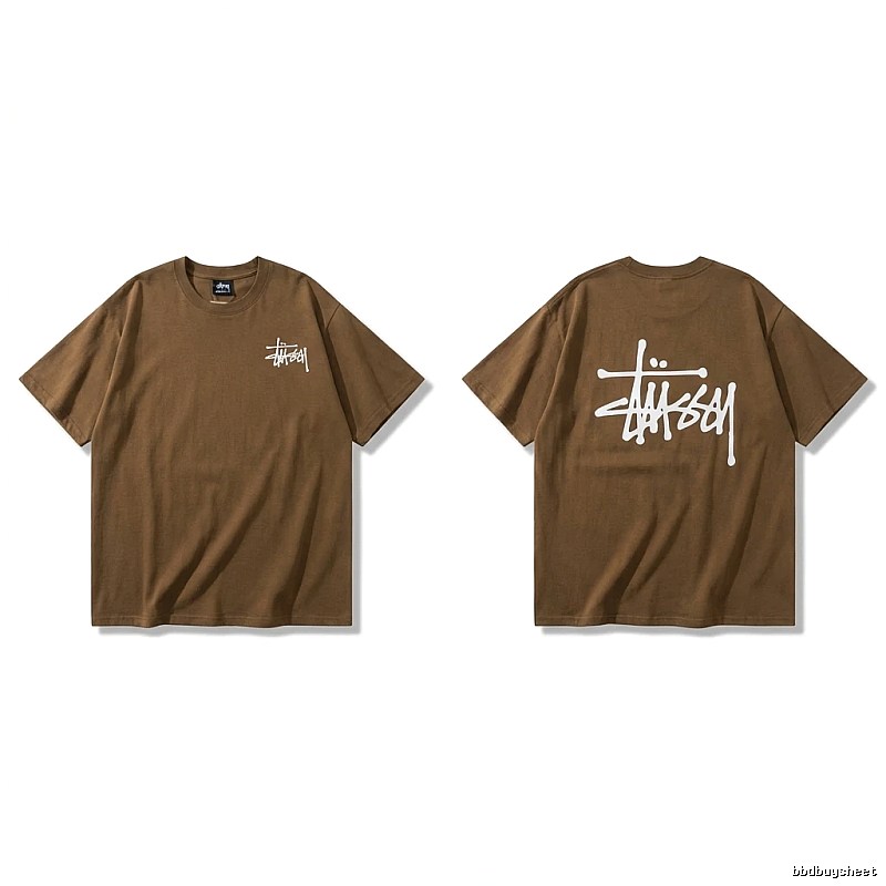 Stussy basic simple style coffee-colored T-shirt