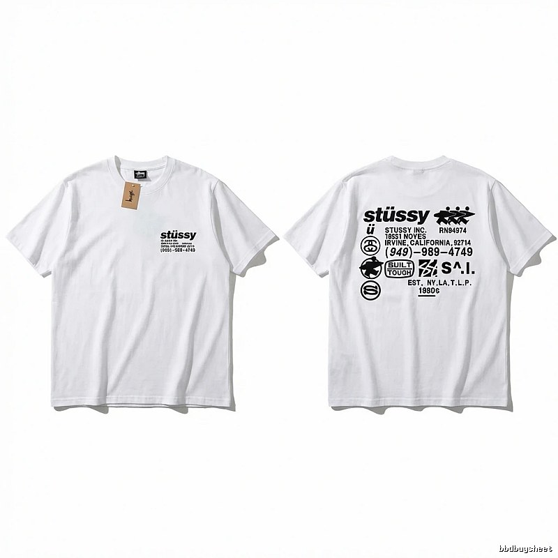 Stussy basic style, simple style, white T-shirt