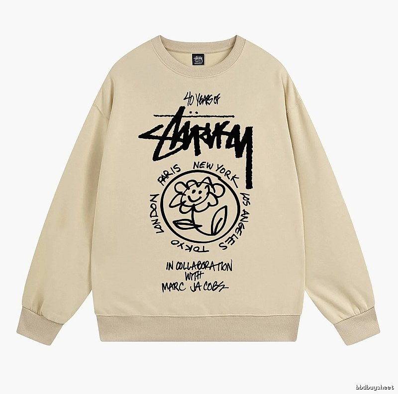 Stussy Beige Style 539 Graphic SweatShirt Travel Pack