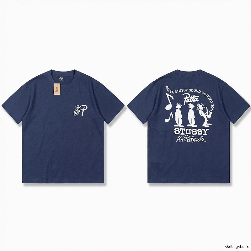 Stussy Co-branded Hip-hop Style Navy Blue T-shirt