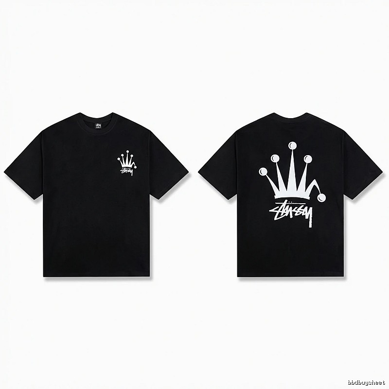 Stussy Crown Trendy and Cool Style Black T-shirt
