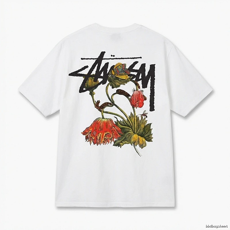 Stussy floral-style white T-shirt