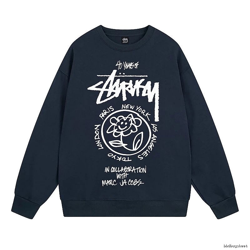 Stussy Navy Style 539 Graphic SweatShirt Poolside Style