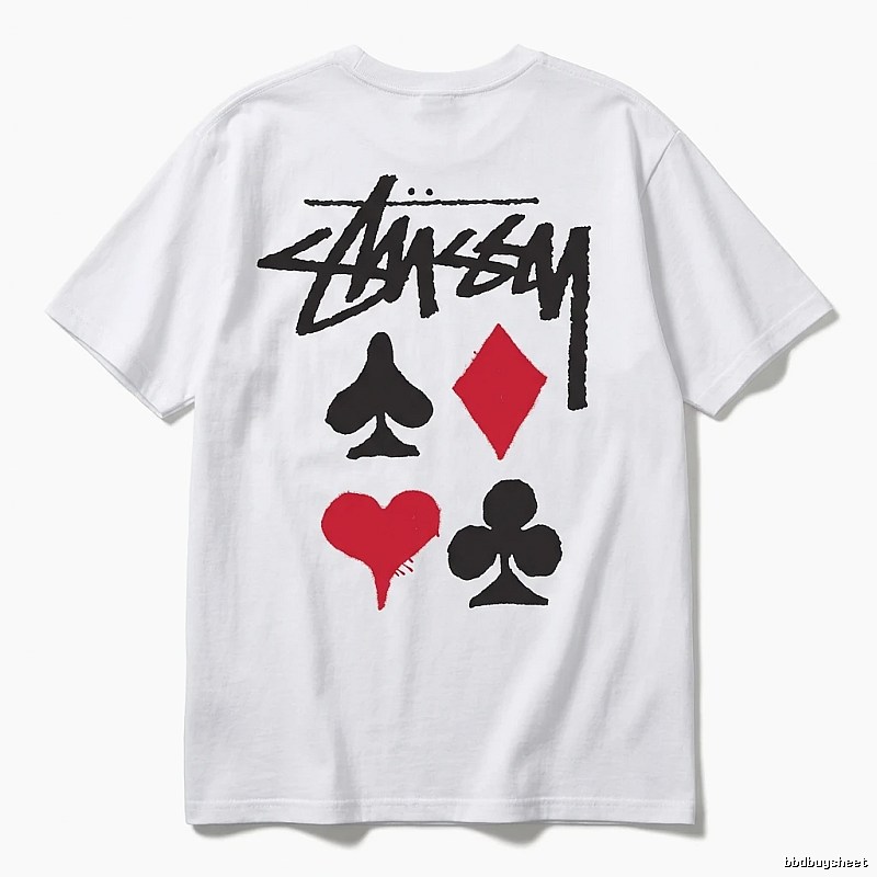 Stussy Poker Print Simple White T-shirt