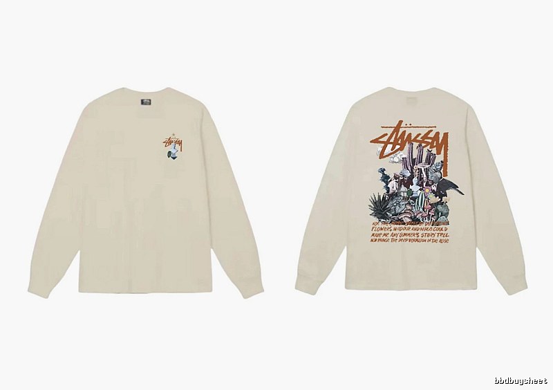 Stussy Print Retro Style Long-Sleeve (Off-White)