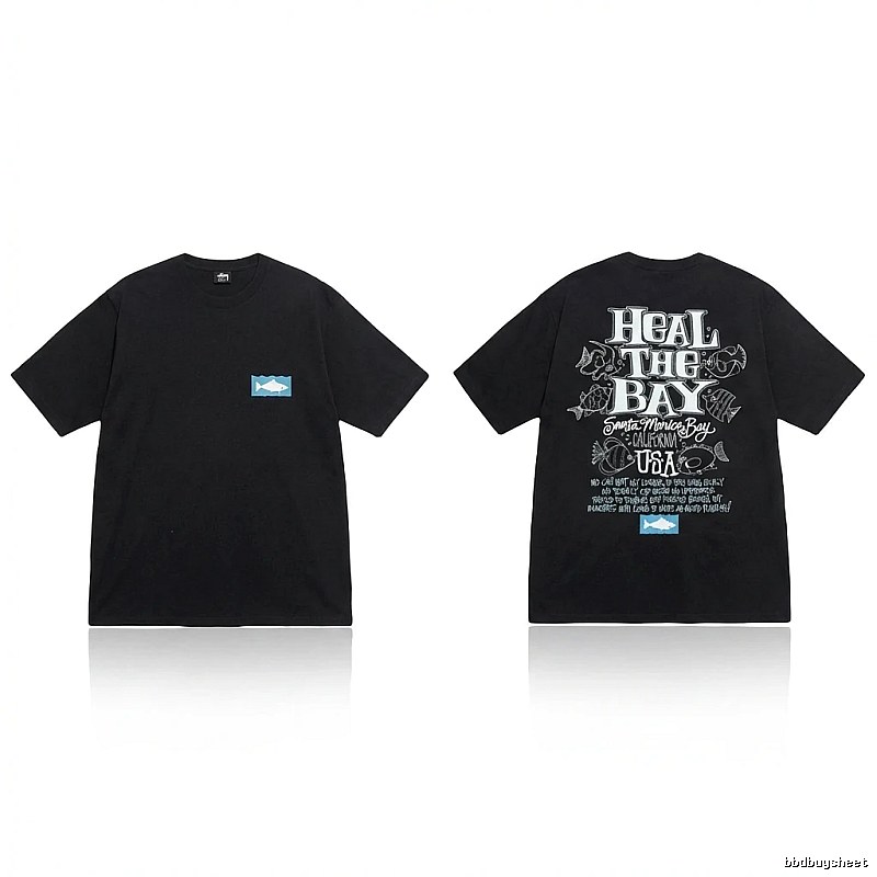Stussy retro-style black short-sleeve